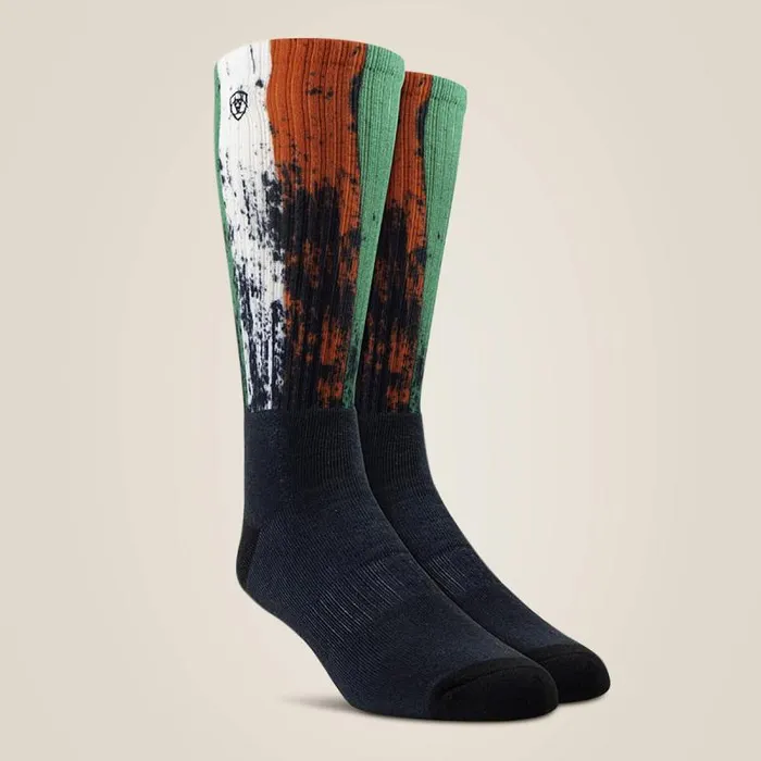 MenWomen Socks Ariat Mexico Graphic Crew Work Sock 2 Pair Multi Black
