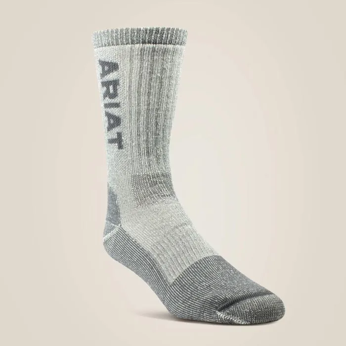 MenWomen Socks Ariat Midweight Merino Wool Blend Steel Toe Work Sock Grey