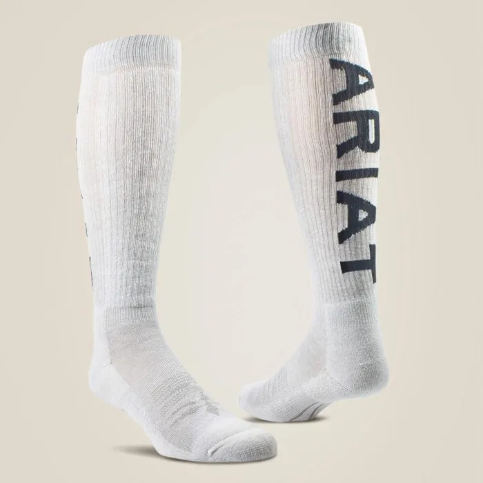 MenWomen Socks Ariat Midweight Over The Calf Western Boot Sock Grey