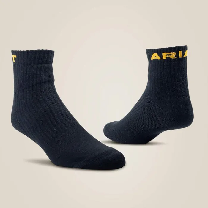 MenWomen Socks Ariat Premium Ringspun Cotton Quarter Crew Work Sock 3 Pair Pack Black MenWomen Socks Ariat Premium Ringspun Cotton Quarter Crew Work Sock 3 Pair Pack Black
