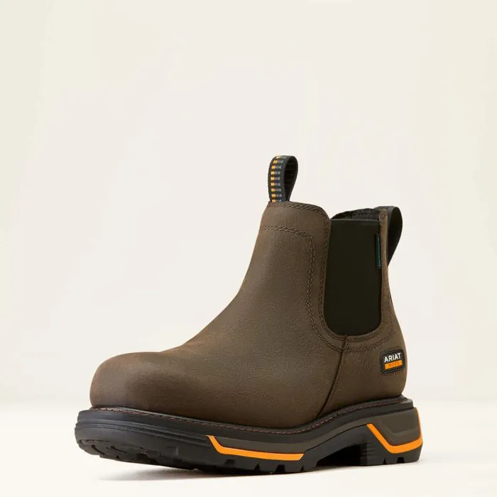 Men Work Boots Ariat Big Rig Chelsea Waterproof Work Boot Iron Coffee