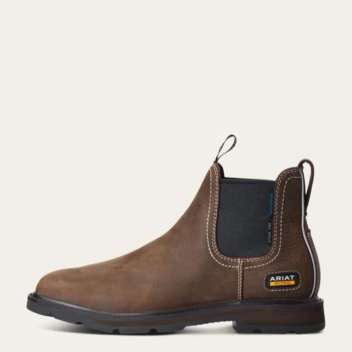 Men Work Boots Ariat Groundbreaker Chelsea Wide Square Toe Waterproof Steel Toe Work Boot Dark Brown Men Work Boots Ariat Groundbreaker Chelsea Wide Square Toe Waterproof Steel Toe Work Boot Dark Brown