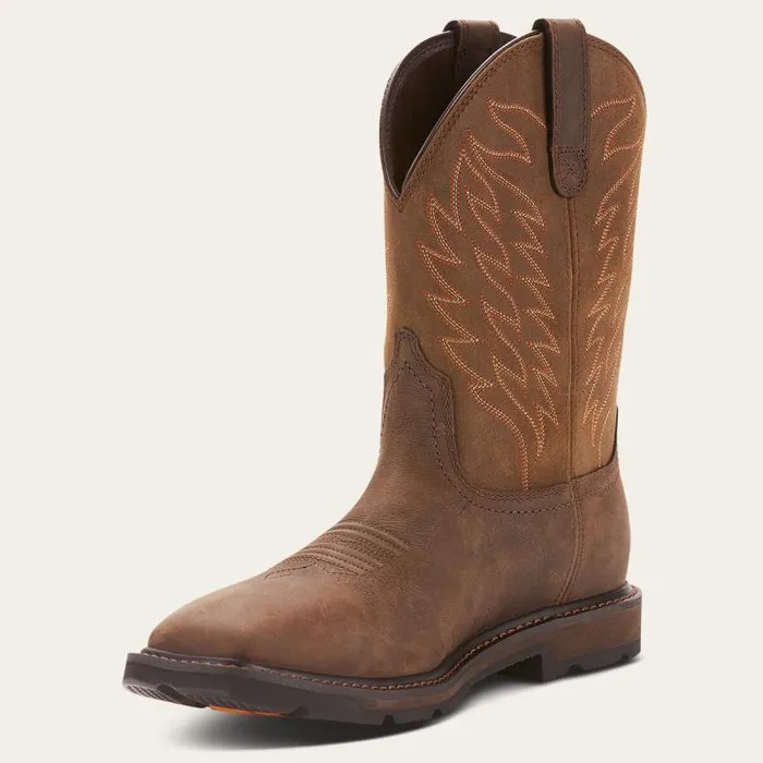 Men Work Boots Ariat Groundbreaker Wide Square Toe Waterproof Work Boot Dark Brown Men Work Boots Ariat Groundbreaker Wide Square Toe Waterproof Work Boot Dark Brown