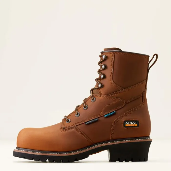 Men Work Boots Ariat Logger Shock Shield Waterproof Composite Toe Work Boot Copper Brown