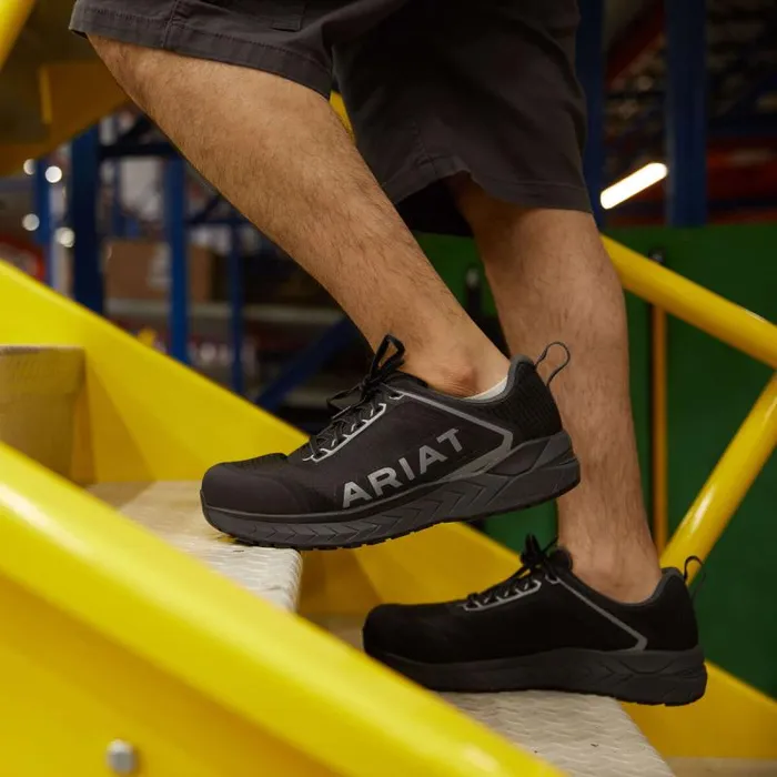 Men Work Boots Ariat Outpace Composite Toe Safety Shoe Black Men Work Boots Ariat Outpace Composite Toe Safety Shoe Black