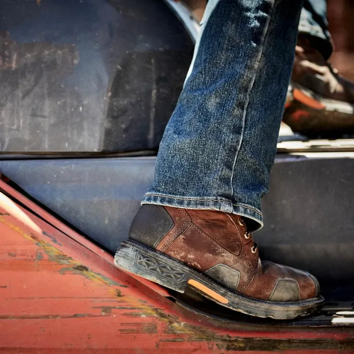 Men Work Boots Ariat OverDrive 8034 Wide Square Toe Waterproof Composite Toe Work Boot Chestnut Brown