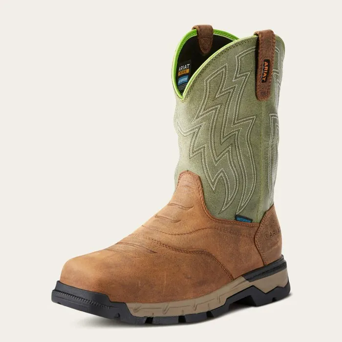 Men Work Boots Ariat Rebar Flex Western Waterproof Work Boot Rye Brown
