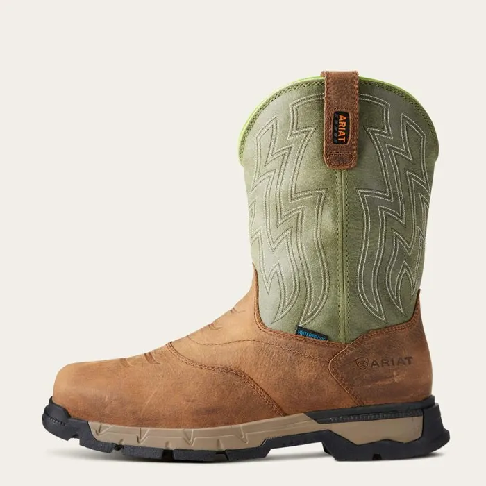 Men Work Boots Ariat Rebar Flex Western Waterproof Work Boot Rye Brown