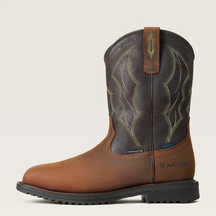 Men Work Boots Ariat RigTek Wide Square Toe Waterproof Composite Toe Work Boot Distressed Brown Men Work Boots Ariat RigTek Wide Square Toe Waterproof Composite Toe Work Boot Distressed Brown