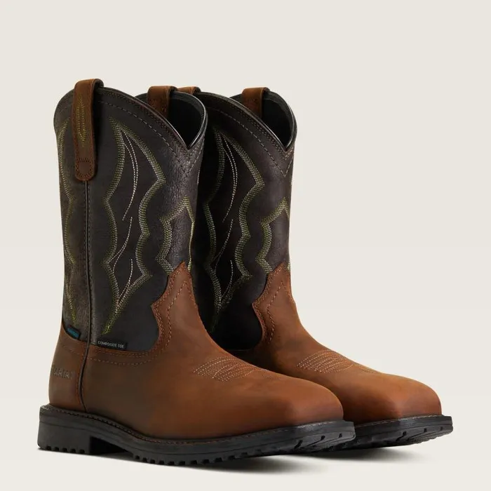 Men Work Boots Ariat RigTek Wide Square Toe Waterproof Composite Toe Work Boot Distressed Brown Men Work Boots Ariat RigTek Wide Square Toe Waterproof Composite Toe Work Boot Distressed Brown
