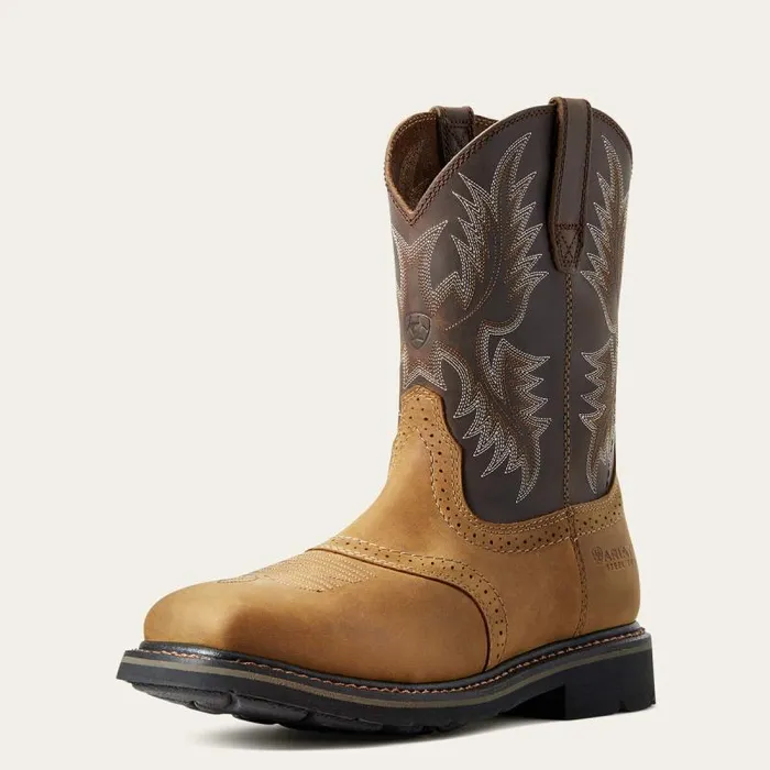 Men Work Boots Ariat Sierra Wide Square Toe Steel Toe Work Boot Aged Bark