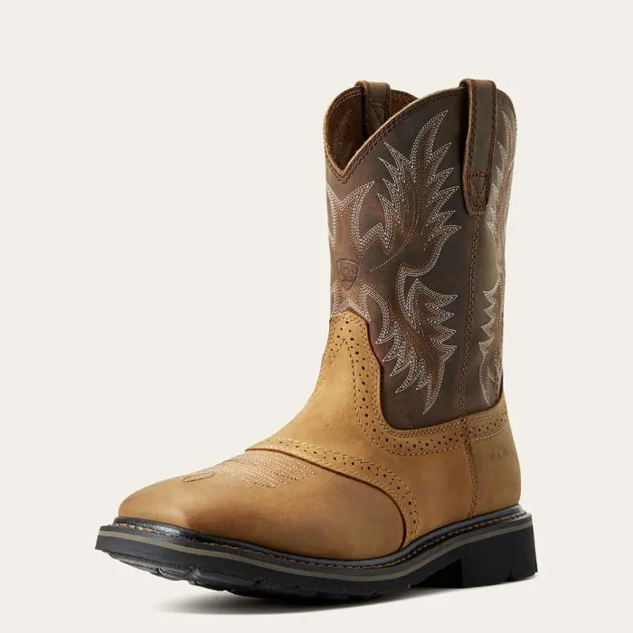 Men Work Boots Ariat Sierra Wide Square Toe Work Boot Aged Bark