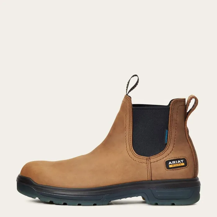 Men Work Boots Ariat Turbo Chelsea Waterproof Work Boot Aged Bark Men Work Boots Ariat Turbo Chelsea Waterproof Work Boot Aged Bark