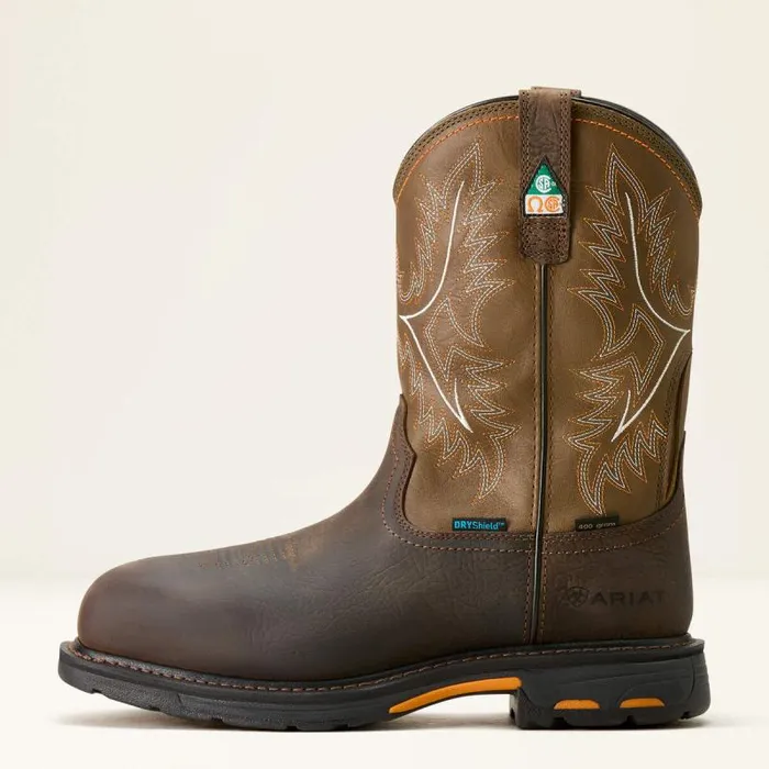 Men Work Boots Ariat WorkHog CSA Waterproof Insulated Composite Toe Work Boot Bruin Brown