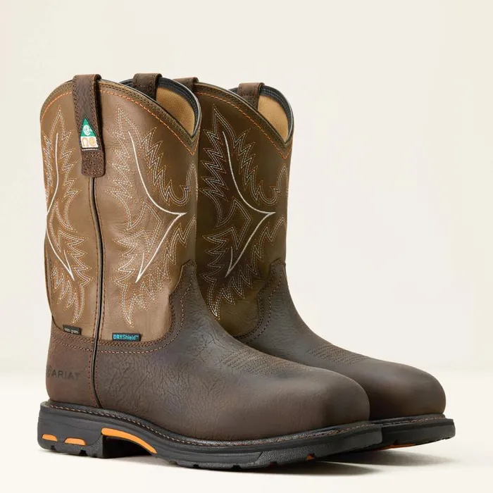 Men Work Boots Ariat WorkHog CSA Waterproof Insulated Composite Toe Work Boot Bruin Brown