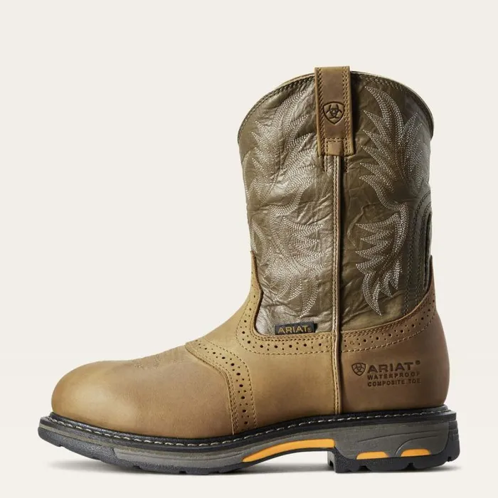 Men Work Boots Ariat WorkHog Waterproof Composite Toe Work Boot Aged Bark