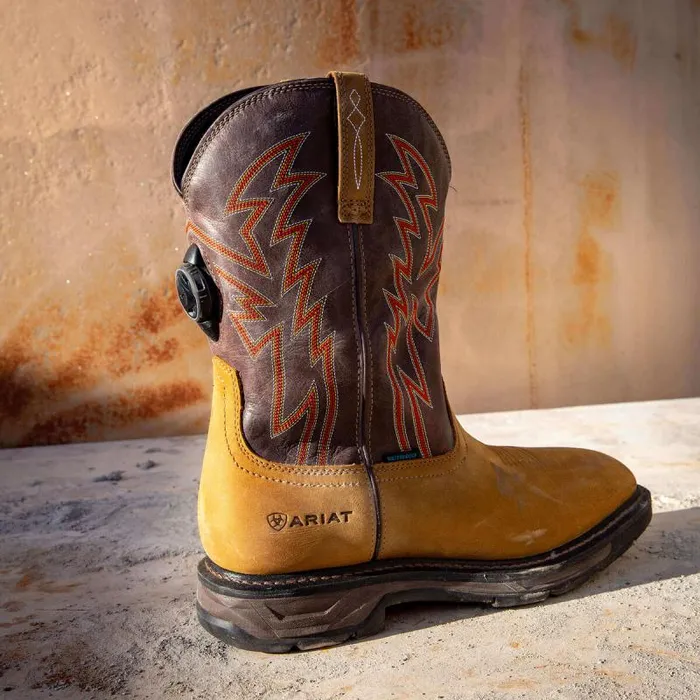 Men Work Boots Ariat WorkHog XT BOA Waterproof Work Boot Aged Bark Men Work Boots Ariat WorkHog XT BOA Waterproof Work Boot Aged Bark