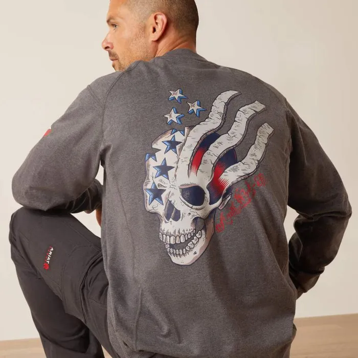Men Workwear Ariat FR Air American Scream TShirt Charcoal Heather Men Workwear Ariat FR Air American Scream TShirt Charcoal Heather