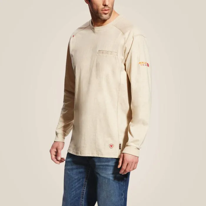 Men Workwear Ariat FR Air Crew TShirt Sand Heather