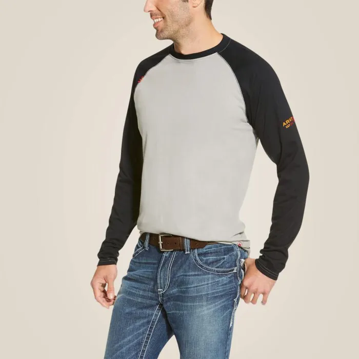 Men Workwear Ariat FR Baseball TShirt Greyblack