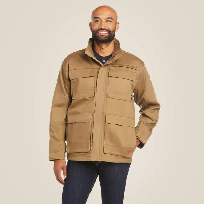 Men Workwear Ariat FR Canvas Stretch Jacket Field Khaki