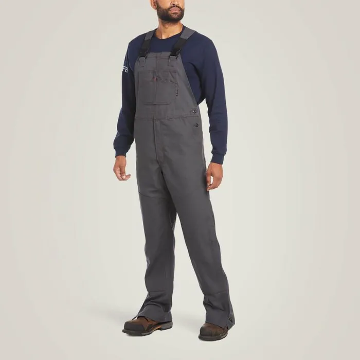 Men Workwear Ariat FR Canvas Unlined Bib Iron Grey
