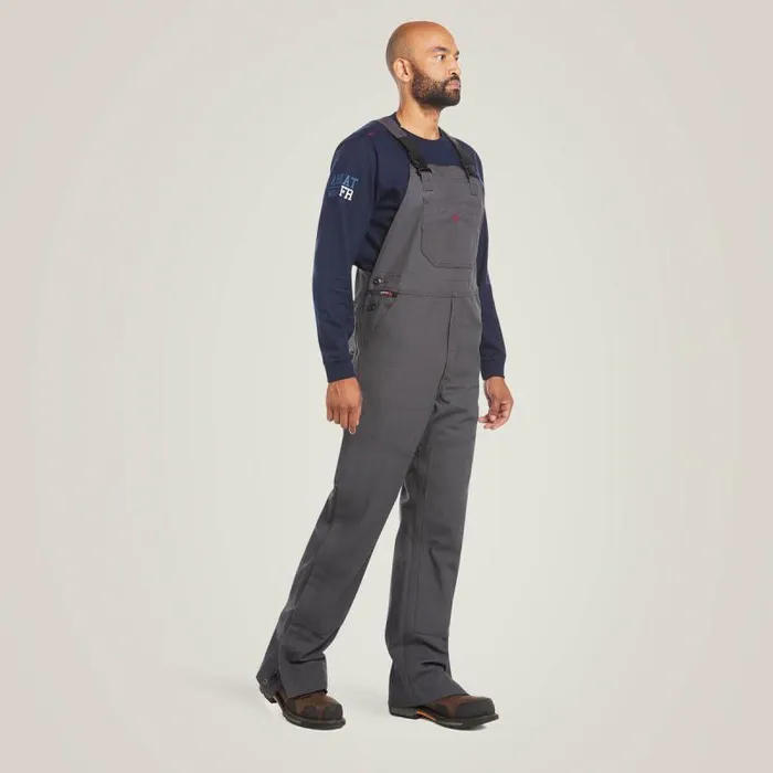 Men Workwear Ariat FR Canvas Unlined Bib Iron Grey Men Workwear Ariat FR Canvas Unlined Bib Iron Grey