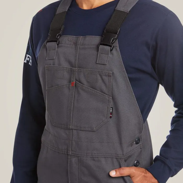 Men Workwear Ariat FR Canvas Unlined Bib Iron Grey Men Workwear Ariat FR Canvas Unlined Bib Iron Grey