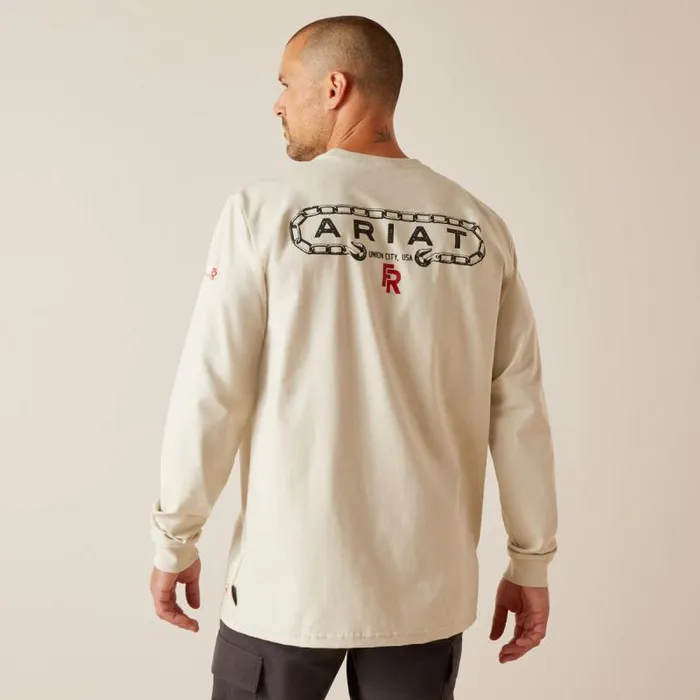 Men Workwear Ariat FR Chain Hook TShirt Silver Lining