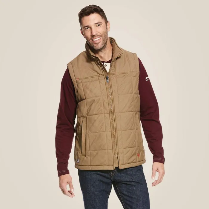 Men Workwear Ariat FR Crius Insulated Vest Khaki