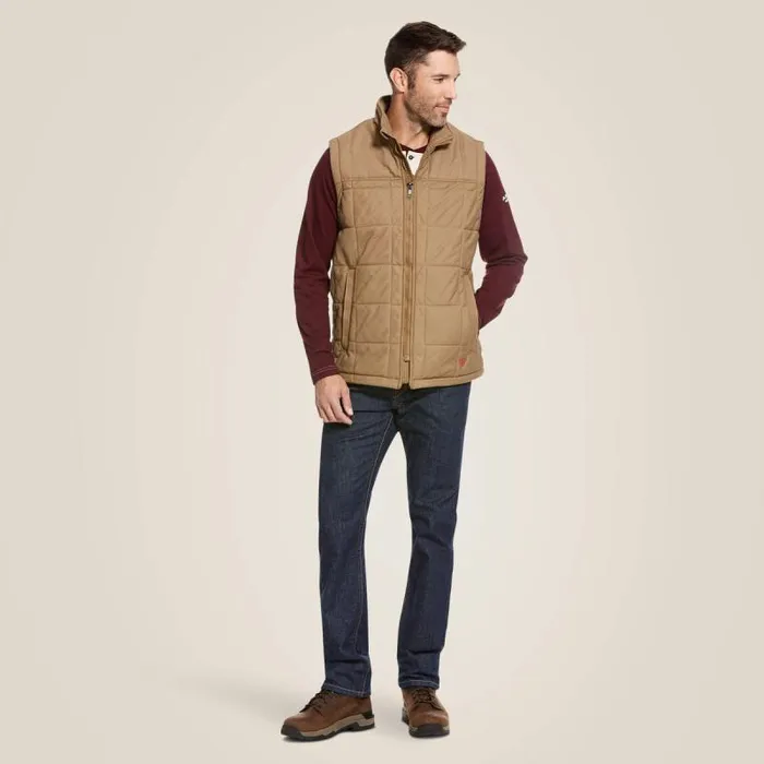 Men Workwear Ariat FR Crius Insulated Vest Khaki Men Workwear Ariat FR Crius Insulated Vest Khaki