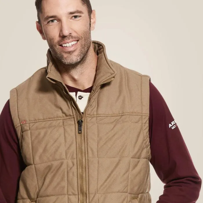 Men Workwear Ariat FR Crius Insulated Vest Khaki Men Workwear Ariat FR Crius Insulated Vest Khaki