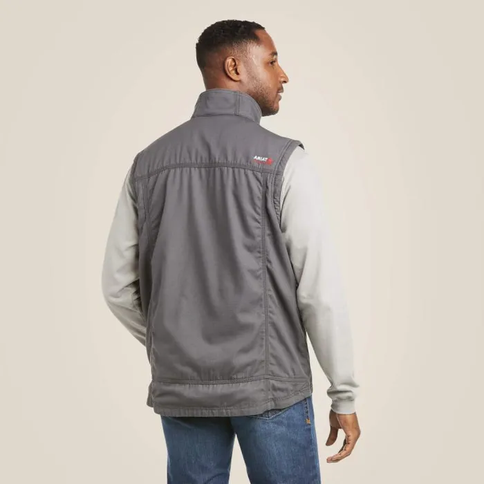 Men Workwear Ariat FR DuraLight Stretch Canvas Vest Iron Gray