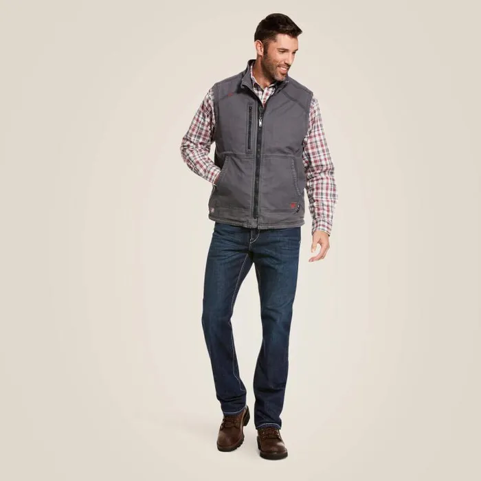 Men Workwear Ariat FR DuraLight Stretch Canvas Vest Iron Gray