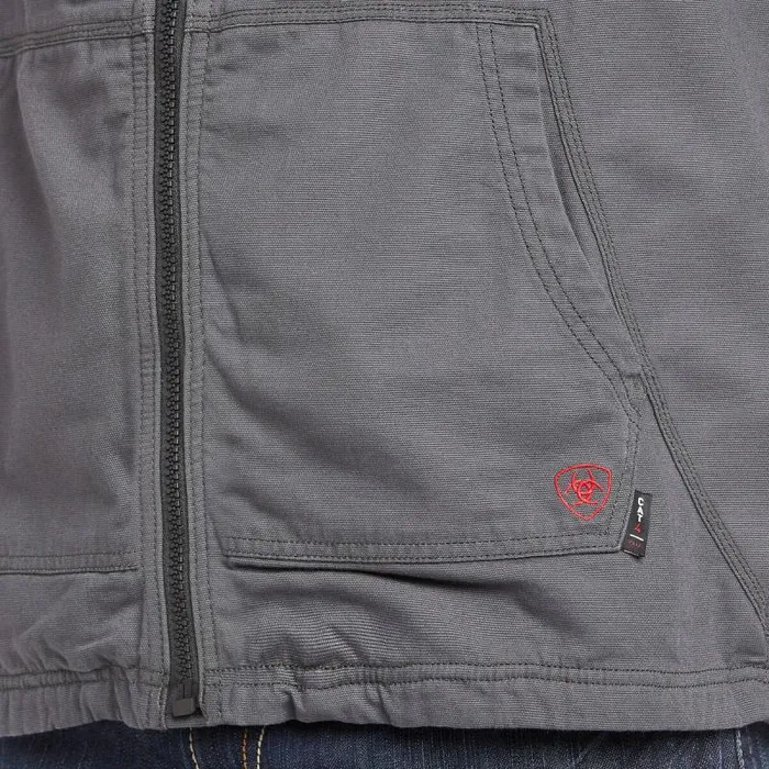 Men Workwear Ariat FR DuraLight Stretch Canvas Vest Iron Gray