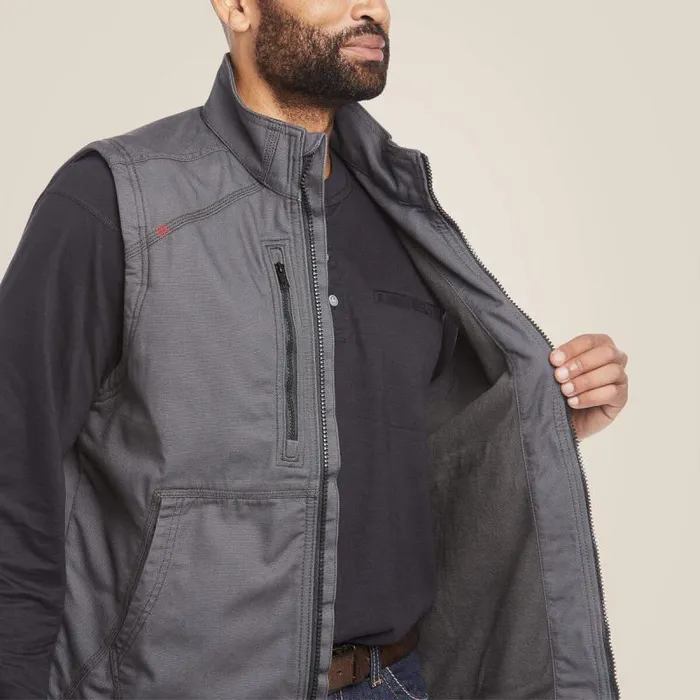 Men Workwear Ariat FR DuraLight Stretch Canvas Vest Iron Gray
