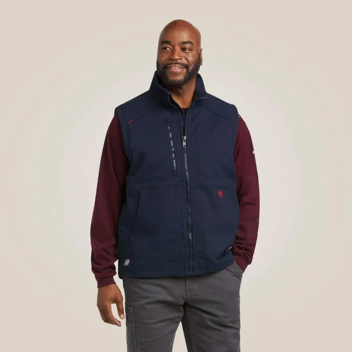 Men Workwear Ariat FR DuraLight Stretch Canvas Vest Navy