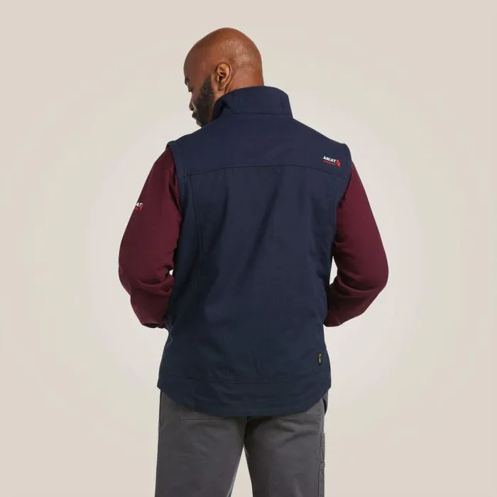 Men Workwear Ariat FR DuraLight Stretch Canvas Vest Navy Men Workwear Ariat FR DuraLight Stretch Canvas Vest Navy