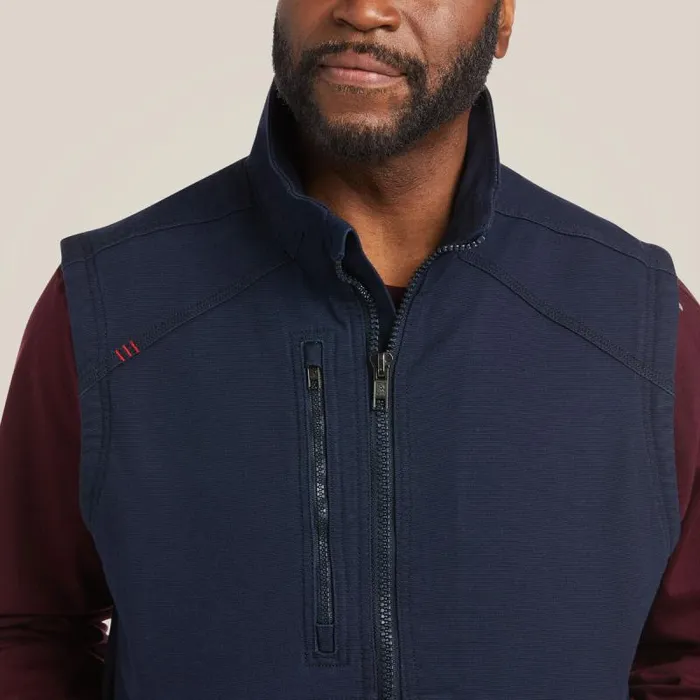 Men Workwear Ariat FR DuraLight Stretch Canvas Vest Navy Men Workwear Ariat FR DuraLight Stretch Canvas Vest Navy