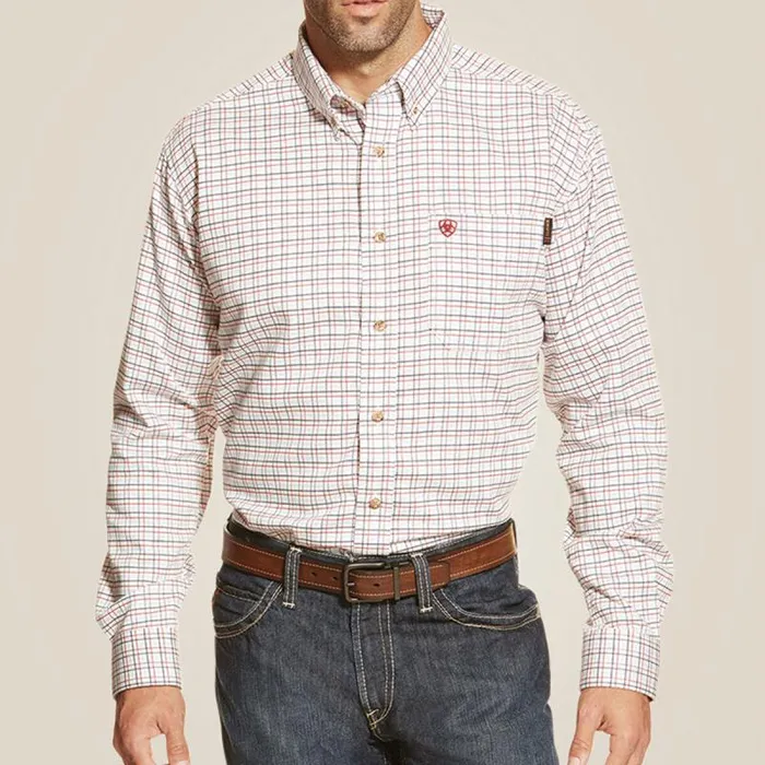 Men Workwear Ariat FR Gauge Work Shirt White Multi