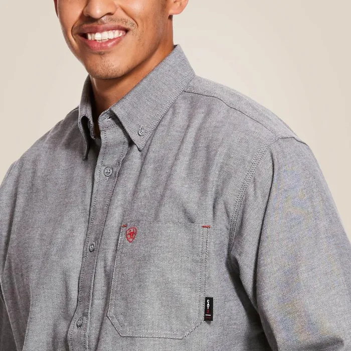 Men Workwear Ariat FR Solid Twill DuraStretch Work Shirt Dark Navy Twill