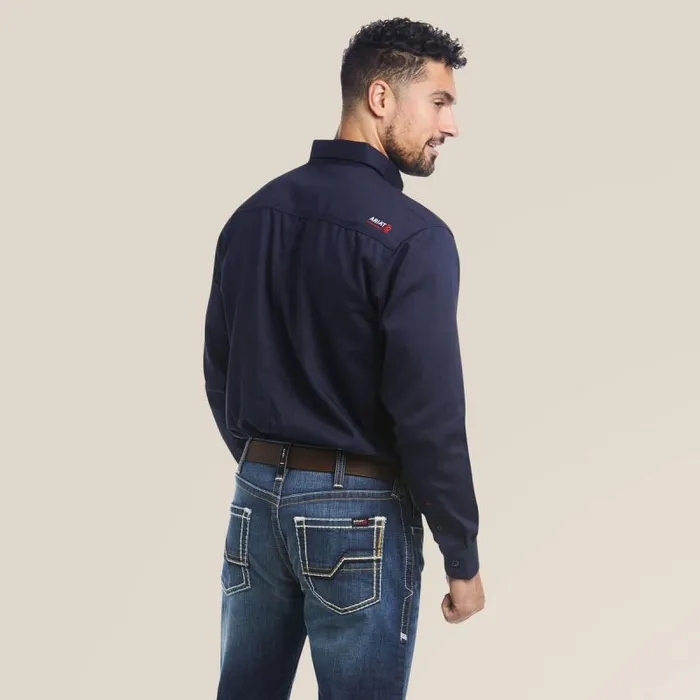 Men Workwear Ariat FR Solid Work Shirt Navy Men Workwear Ariat FR Solid Work Shirt Navy