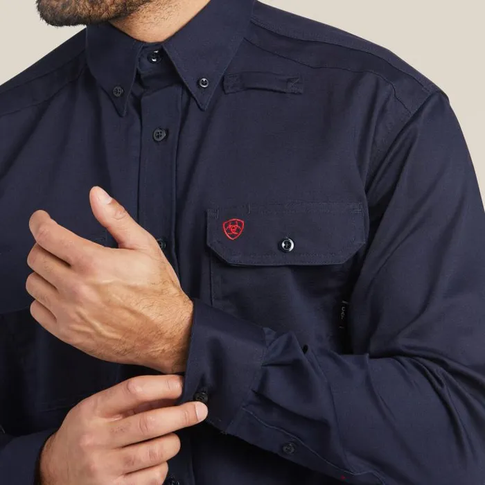 Men Workwear Ariat FR Solid Work Shirt Navy Men Workwear Ariat FR Solid Work Shirt Navy