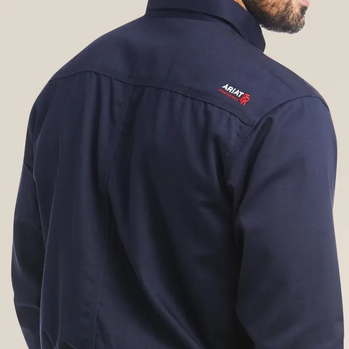 Men Workwear Ariat FR Solid Work Shirt Navy Men Workwear Ariat FR Solid Work Shirt Navy