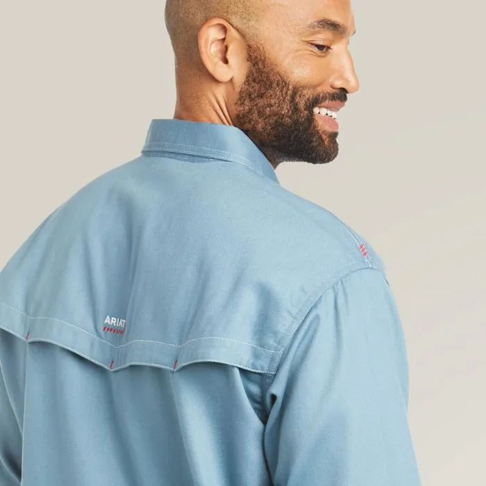 Men Workwear Ariat FR Vented Work Shirt Steel Blue Men Workwear Ariat FR Vented Work Shirt Steel Blue