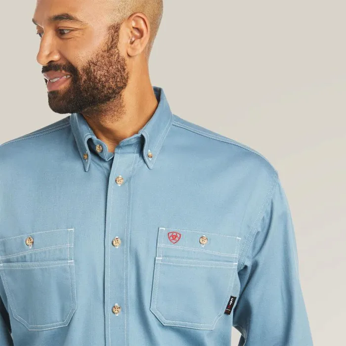 Men Workwear Ariat FR Vented Work Shirt Steel Blue Men Workwear Ariat FR Vented Work Shirt Steel Blue