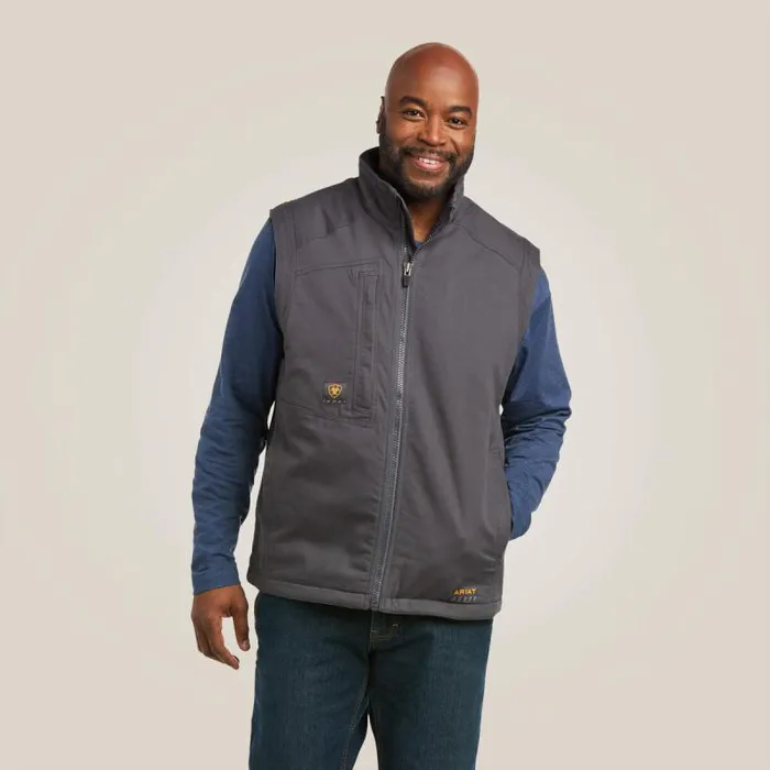 Men Workwear Ariat Rebar Washed DuraCanvas Insulated Vest Rebar Grey