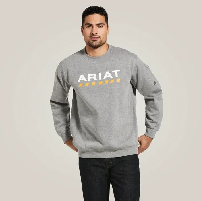 Men Workwear Ariat Rebar Workman Logo Sweatshirt Heather Grey