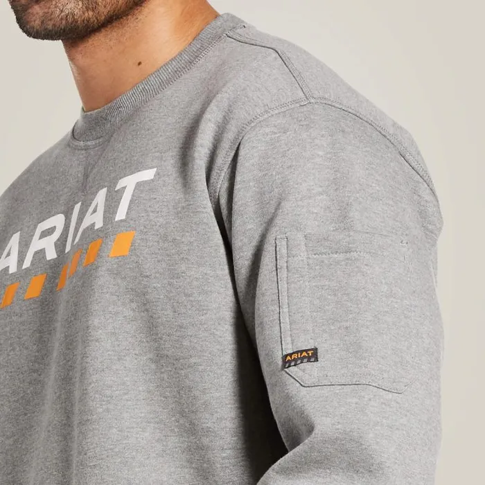 Men Workwear Ariat Rebar Workman Logo Sweatshirt Heather Grey