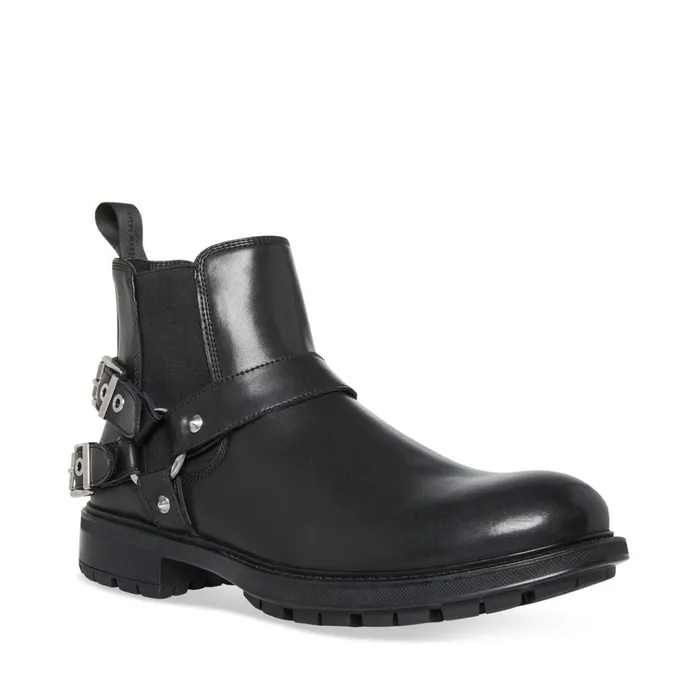Mens Axyl Black Leather Steve Madden Boots
